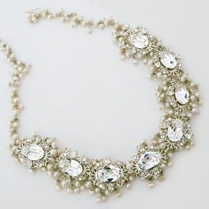 Crystal Wedding Necklace with Pearls